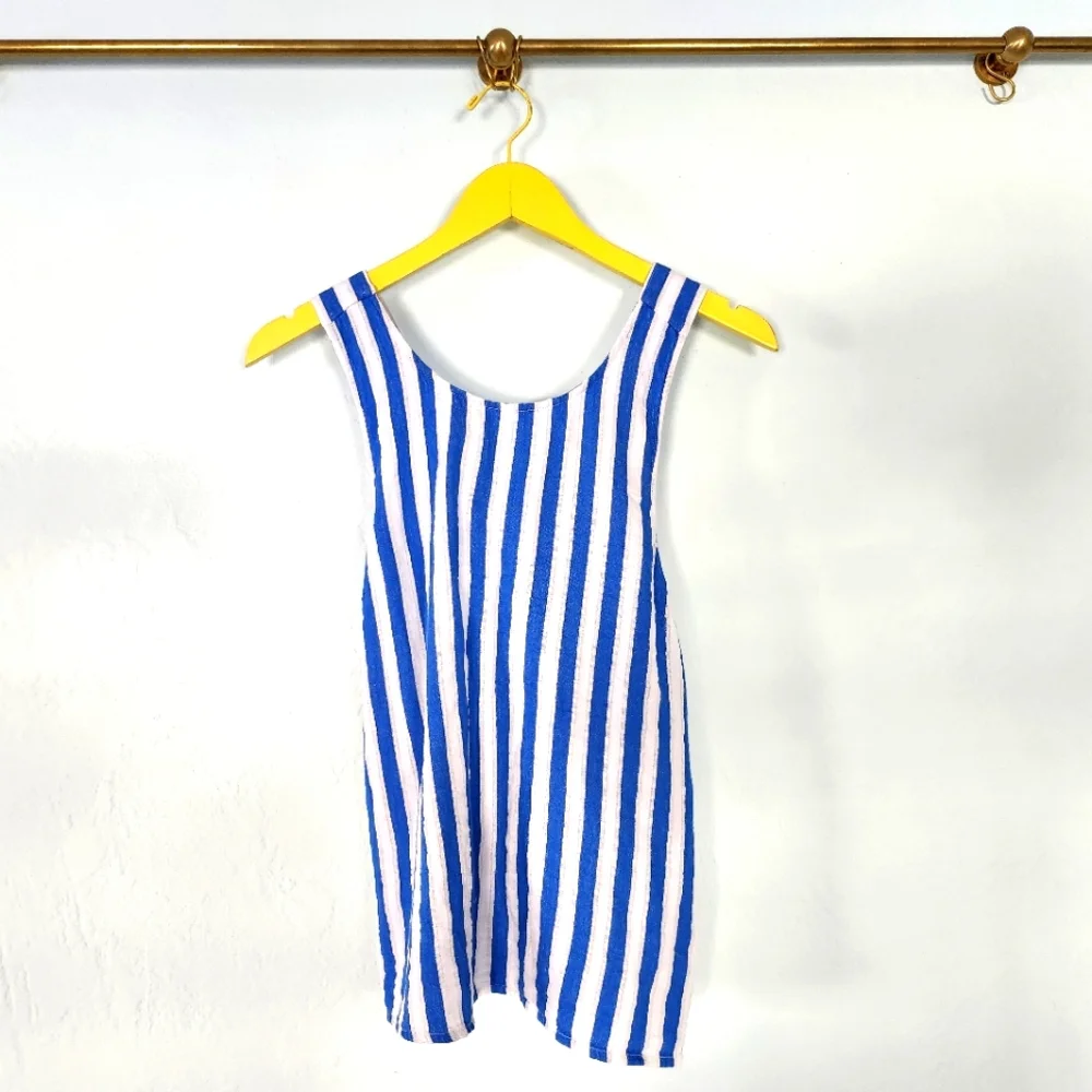J. Crew cotton linen Blue and White Striped Tank